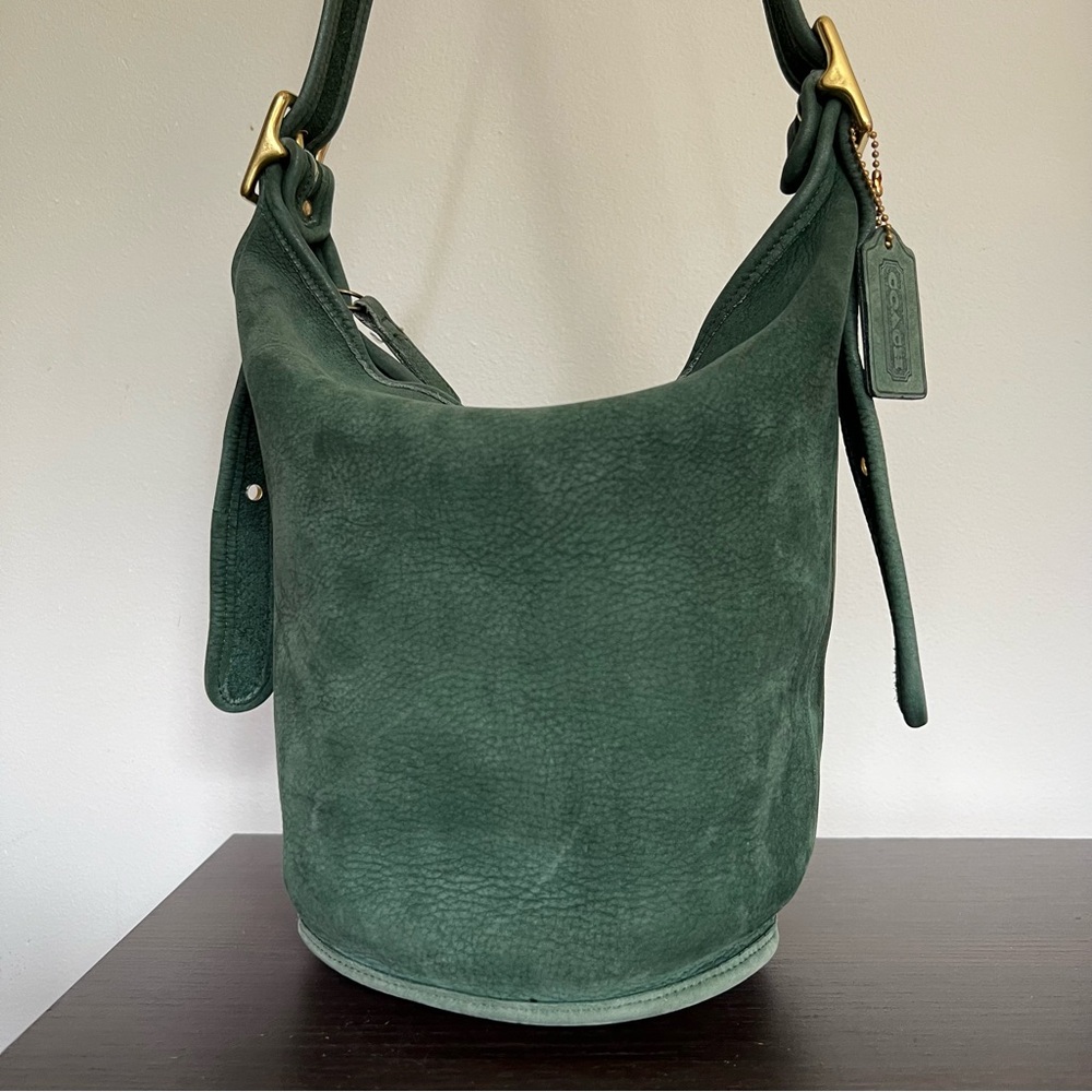 Vintage Coach Helen's Legacy Nubuc Bucket Bag 4952 Spruce Green